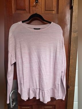 Banana Republic Light Pink Ruffle-Hem Long Sleeve Top